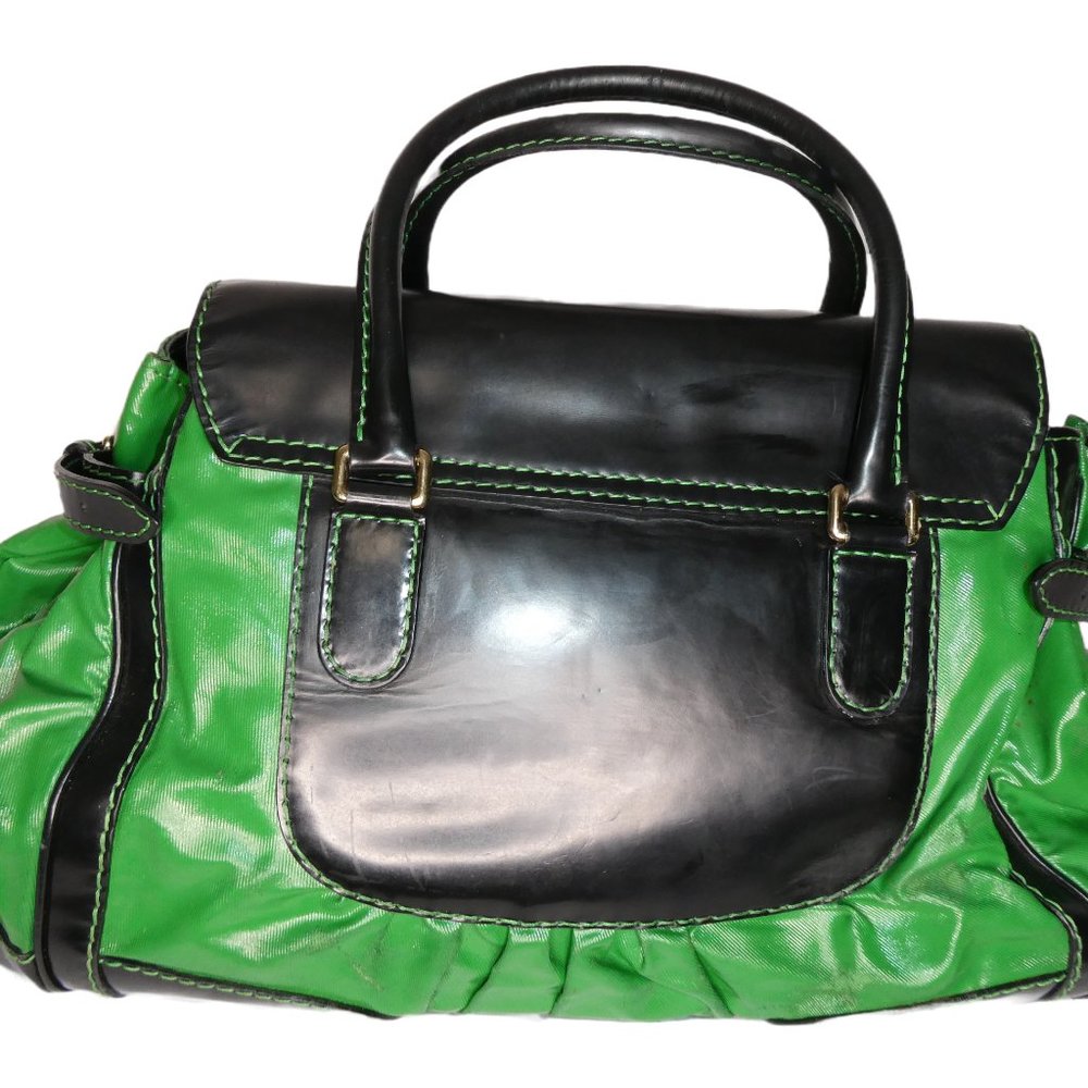 AUTHENTIC Gucci Green and Black Leather Satchel Handbag - Picture 2 of 10